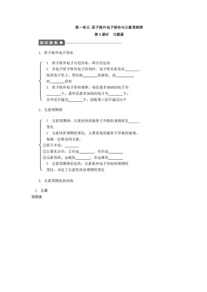2019-2020学年苏教版必修2 专题1第一单元 原子核外电子排布与元素周期律（第5课时） 学案