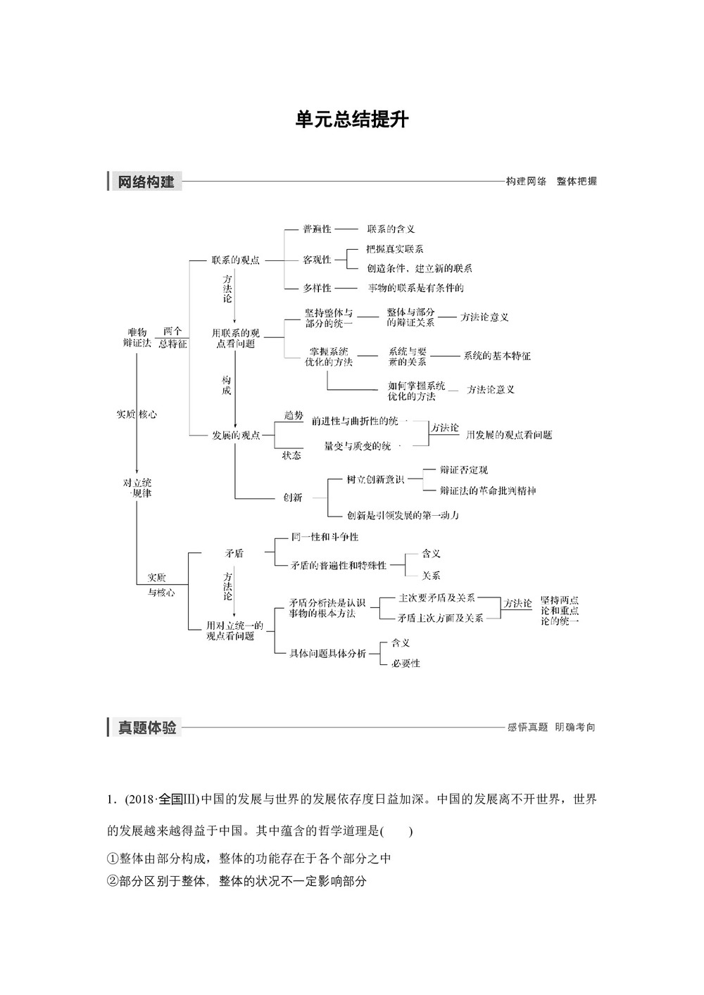 2019-2020学年人教A版新素养导学同步人教版通用高中政治必修四学案：第三单元 思想方法与创新意识 单元总结提升 Word版含答案第1页