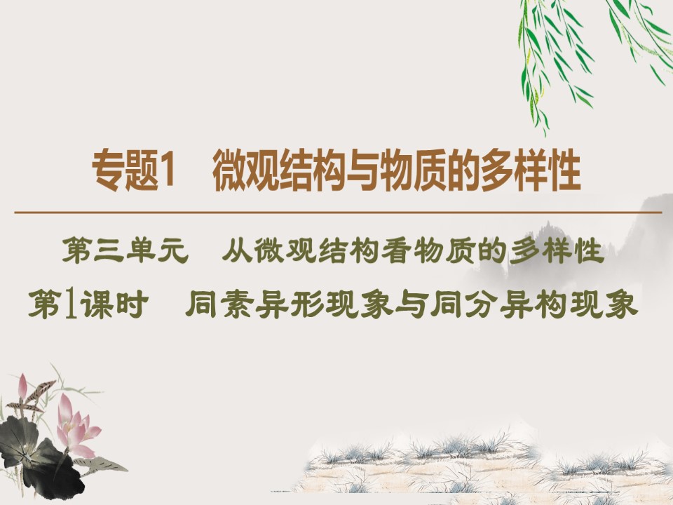 2019-2020学年苏教版必修2专题1  第3单元  第1课时　同素异形现象与同分异构现象课件（45张）第1页
