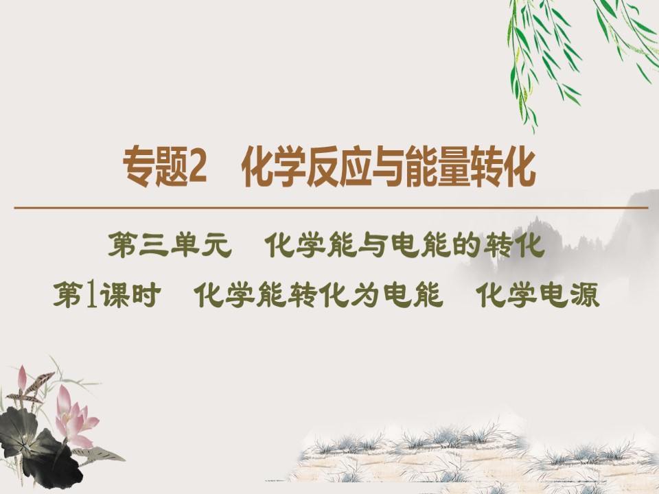 2019-2020学年苏教版必修2专题2  第3单元  第1课时　化学能转化为电能　化学电源课件（56张）第1页