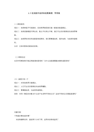 2019-2020学年人教A版山东省牟平第一中学高中政治必修4 6.2在实践中追求和发展真理 导学案