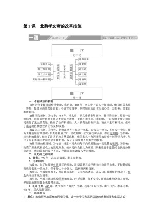 2019-2020学年人教版选修一 3.2北魏孝文帝的改革措施 作业
