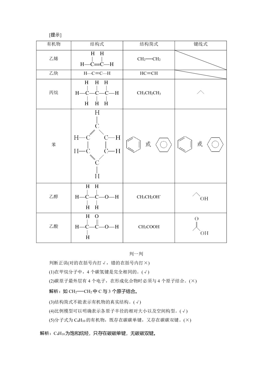 2019-2020学年人教版选修5:1.2.1有机化合物中碳原子的成键特点学案第2页