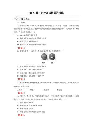 2019-2020学年岳麓版必修2 第20课　对外开放格局的形成 作业