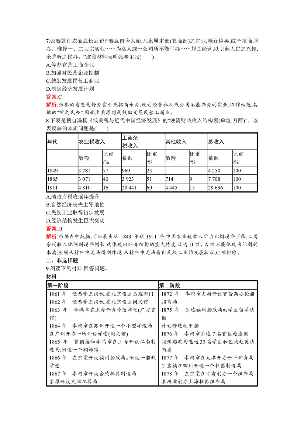 2019-2020学年人民版必修2  近代中国民族工业的兴起 作业第3页