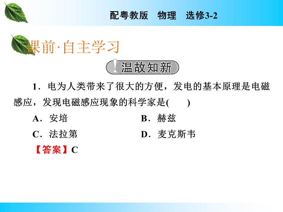 2019-2020学年粤教版选修3-2 第1章 第3节 感应电流的方向 课件（37张）第2页