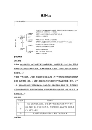 2019-2020学年人教A版新素养导学同步人教版（江苏专用）高中政治必修四学案：第四单元 认识社会与价值选择 第十二课 课程小结 Word版含答案