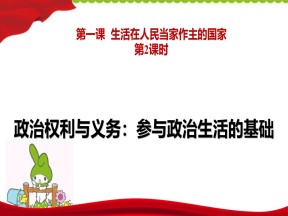 2019-2020学年人教版政治必修二：1.2 政治权利与义务：参与政治生活的基础 课件