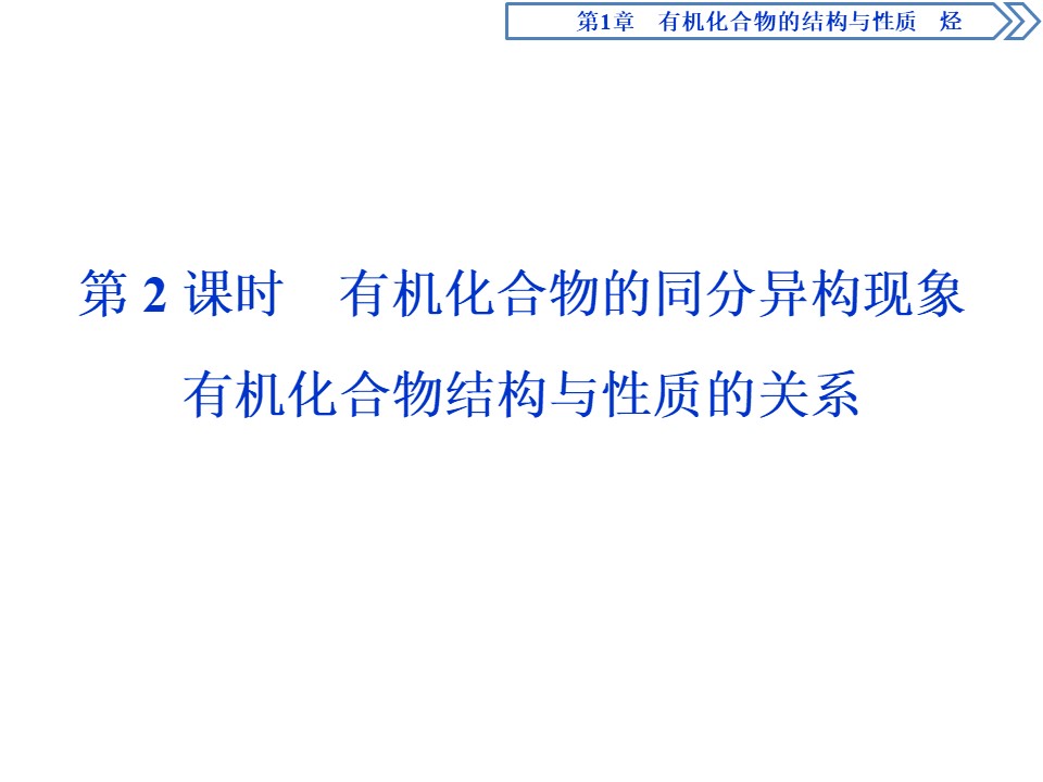 2019-2020学年鲁科版选修5 第1章第2节第2课时　有机化合物的同分异构现象　有机化合物结构与性质的关系 课件（41张）第1页