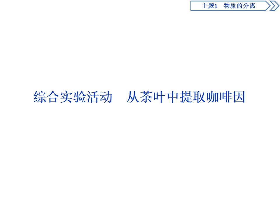 2019-2020学年鲁科版选修6 主题1 综合实验活动　从茶叶中提取咖啡因 课件（34张）第1页
