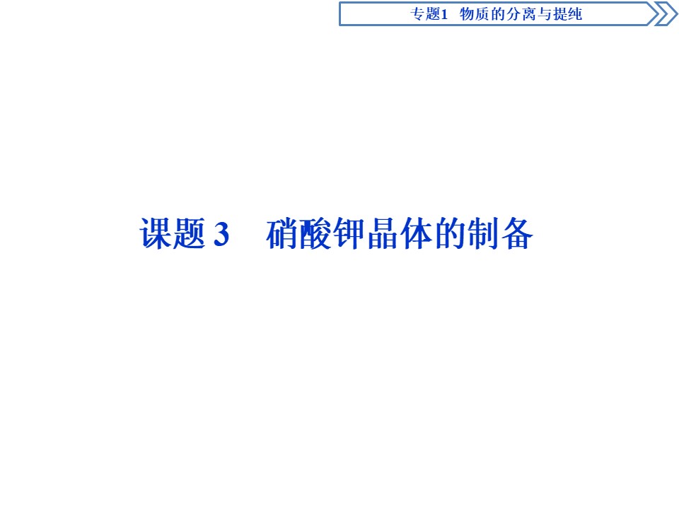 2019-2020学年苏教版选修6 专题1 课题3 硝酸钾晶体的制备 课件（43张）第1页