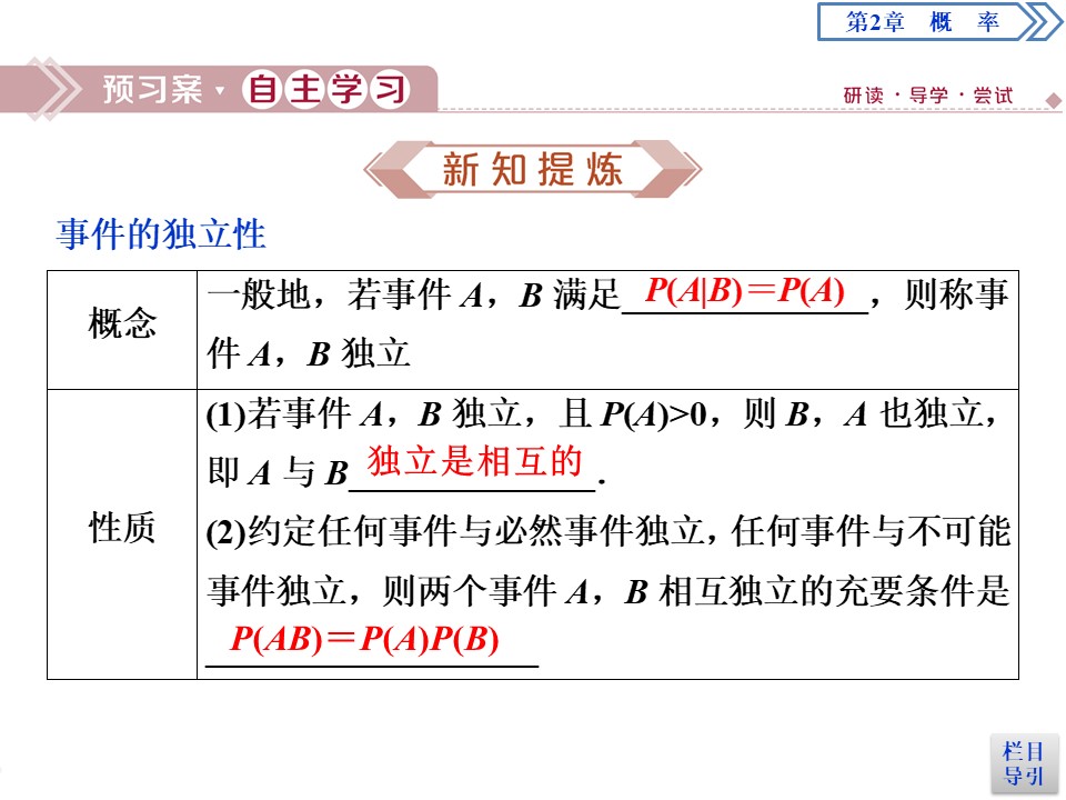 2019-2020学年苏教版选修2-3 2.3.2　事件的独立性 课件（38张）第3页
