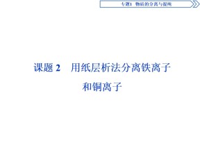 2019-2020学年苏教版选修6 专题1 课题2 用纸层析法分离铁离子和铜离子 课件（38张）