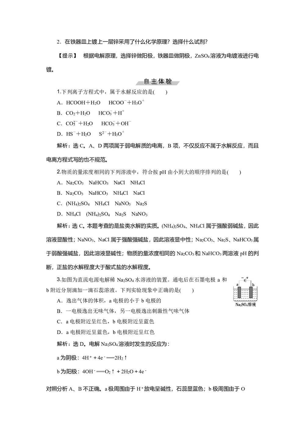2019-2020学年鲁科版选修6 主题2 课题2 认识发生在盐溶液中的化学反应 学案第2页