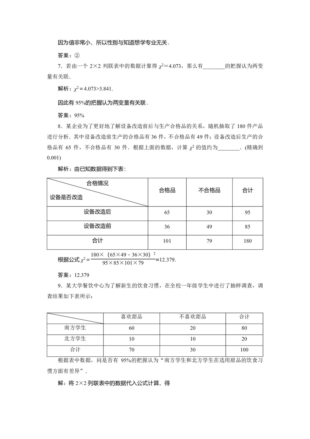 2019-2020学年苏教版选修2-3 3.1 独立性检验 作业第3页