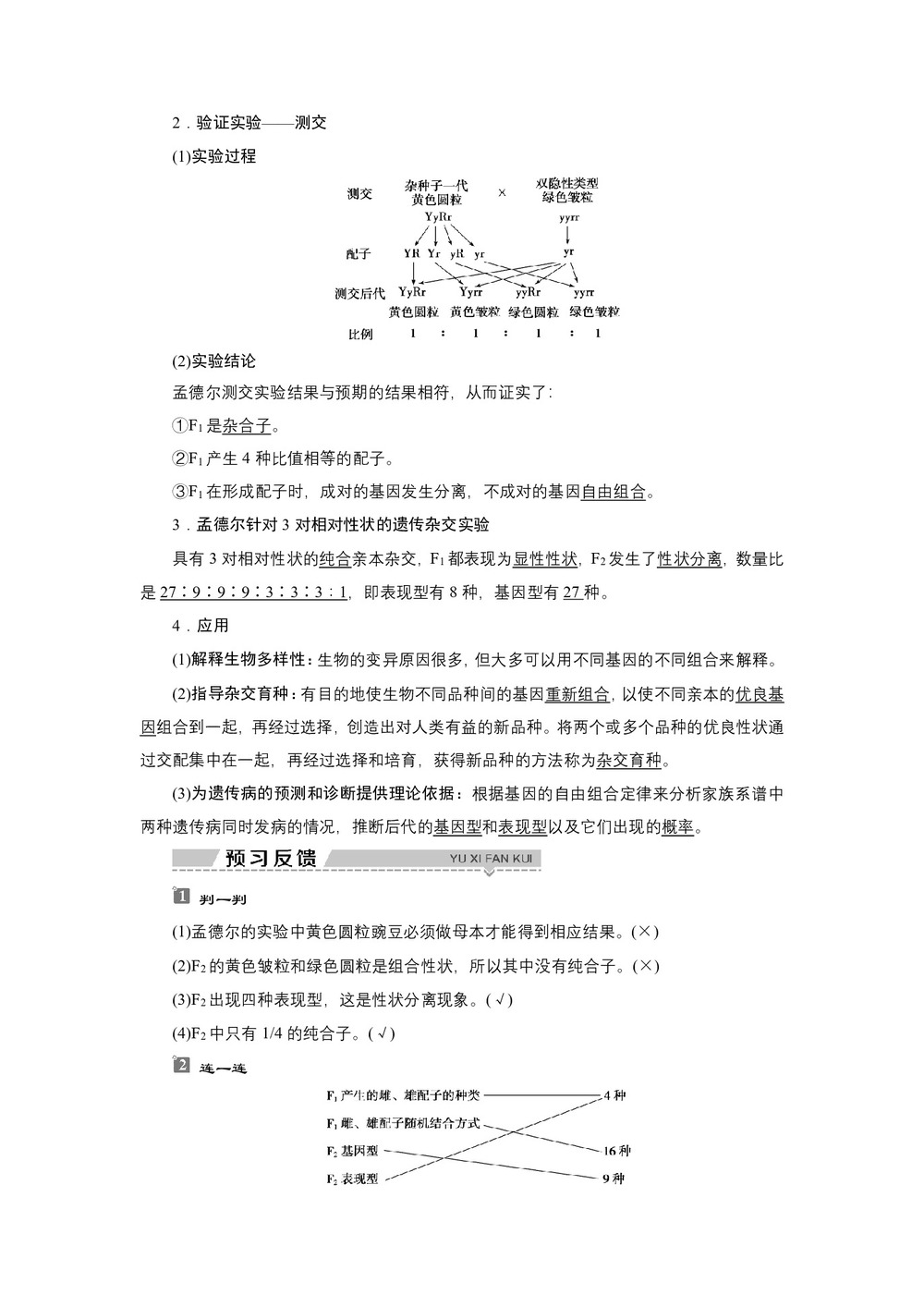 2019-2020学年新苏教版必修2 第三章 第二节 第1课时 基因的自由组合定律 学案第2页