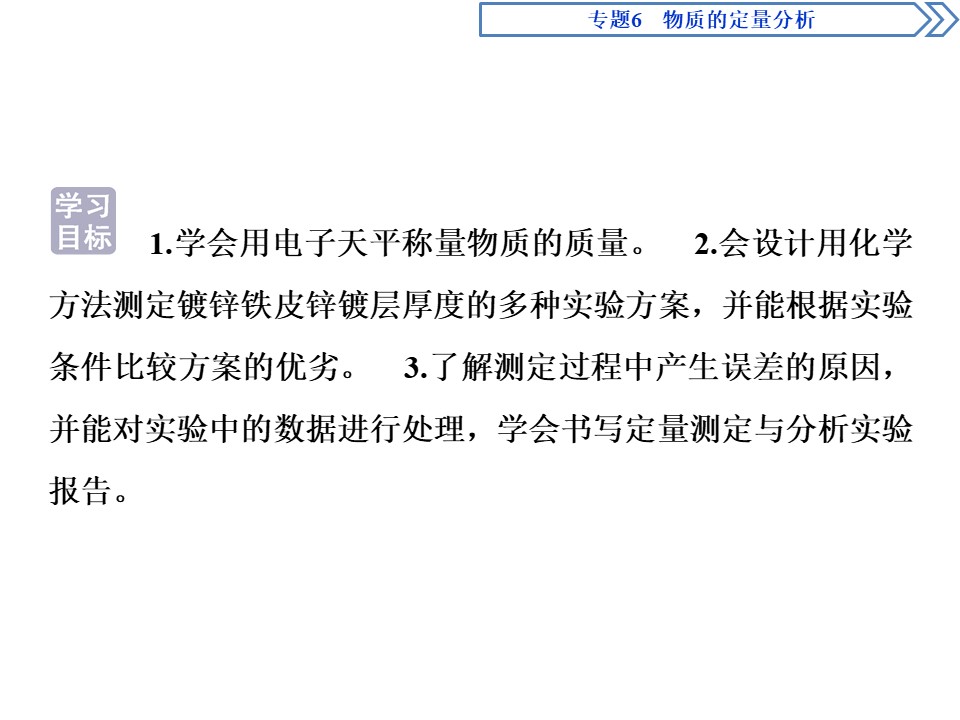 2019-2020学年苏教版选修6 专题6 课题2 镀锌铁皮锌镀层厚度的测定 课件（49张）第2页
