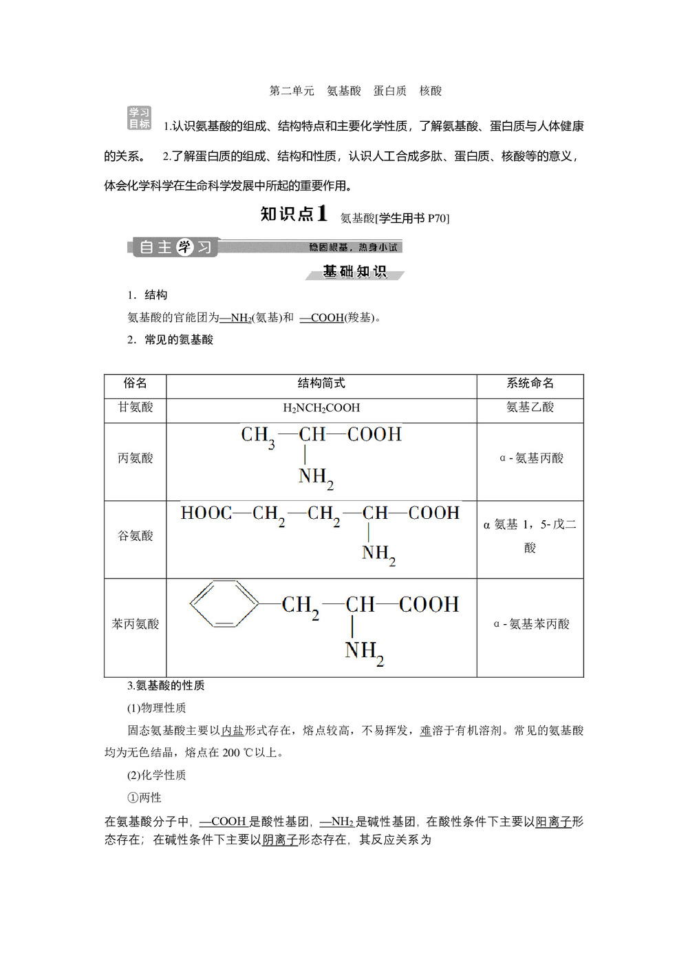 2019-2020学年苏教版选修5 专题5第二单元 氨基酸 蛋白质 核酸 学案第1页