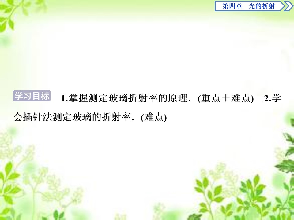 2019-2020学年教科版选修3-4 第四章第2节　学生实验：测定玻璃的折射率 课件（21张）第2页