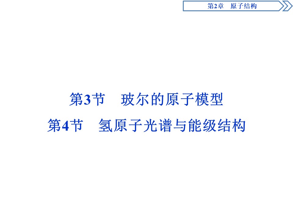 2019-2020学年鲁科版选修3-5 第2章 第3节　玻尔的原子模型 第4节 氢原子光谱与能级结构 课件（60张）第1页