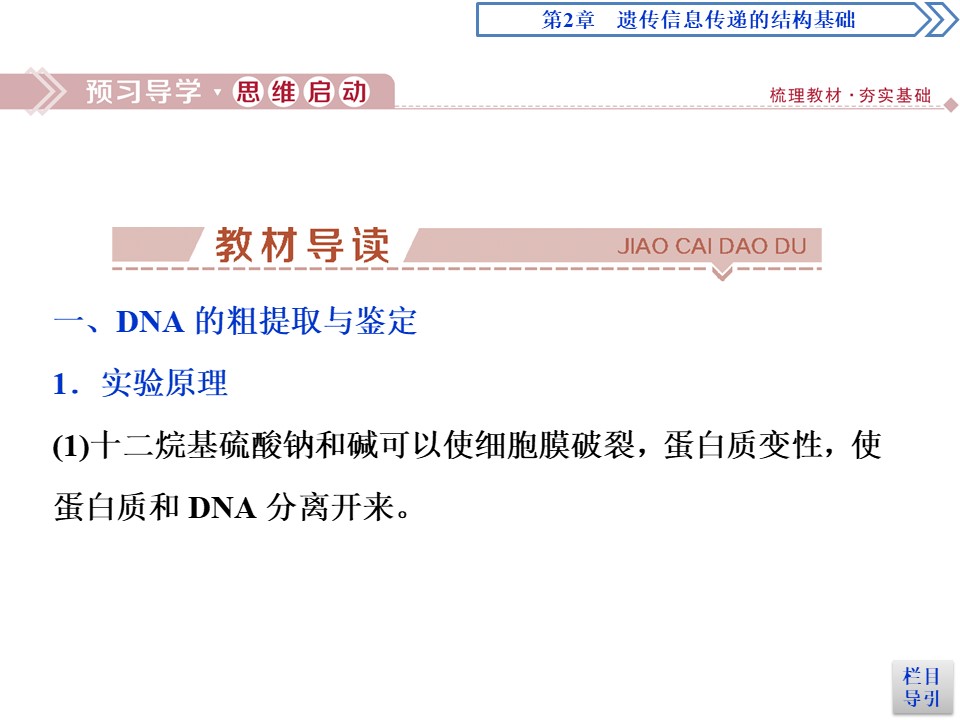 2019-2020学年北师大版必修2 第2章 第2节第2课时 DNA的提取和DNA分子的结构 课件（40张）第3页