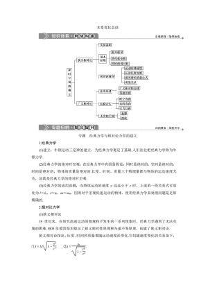 2019-2020学年沪科版选修3-4 第5章　新时空观的确立 本章优化总结 学案