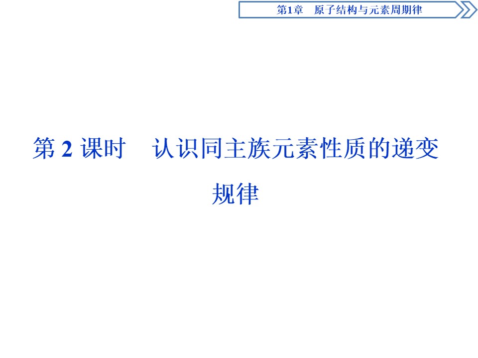 2019-2020学年鲁科版必修2 第1章第3节第2课时  认识同主族元素性质的递变规律 课件（51张）第1页