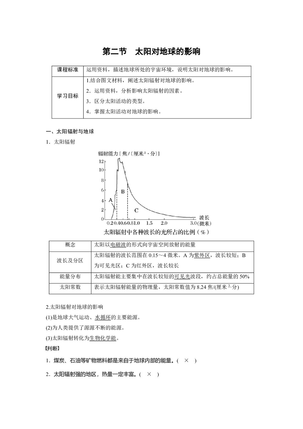 2019-2020学年  湘教版必修一:第一章 宇宙中的地球 第二节  学案Word版含答案 (2)第1页