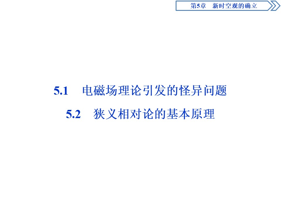 2019-2020学年沪科版选修3-4 5.1　电磁场理论引发的怪异问题   5.2　狭义相对论的基本原理 课件（22张）第2页