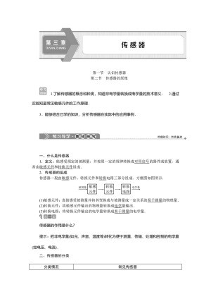 2019-2020学年粤教版选修3-2 第三章第一节认识传感器第二节传感器的原理 学案