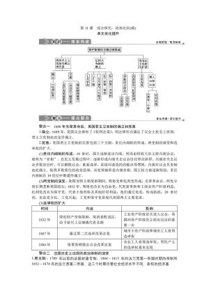 2019-2020学年岳麓版选修2 第三单元 资产阶级民主制度的形成 单元提升 学案