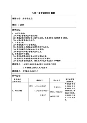 2019-2020学年度人教版选修3-4 12.5多普勒效应 教案（1）