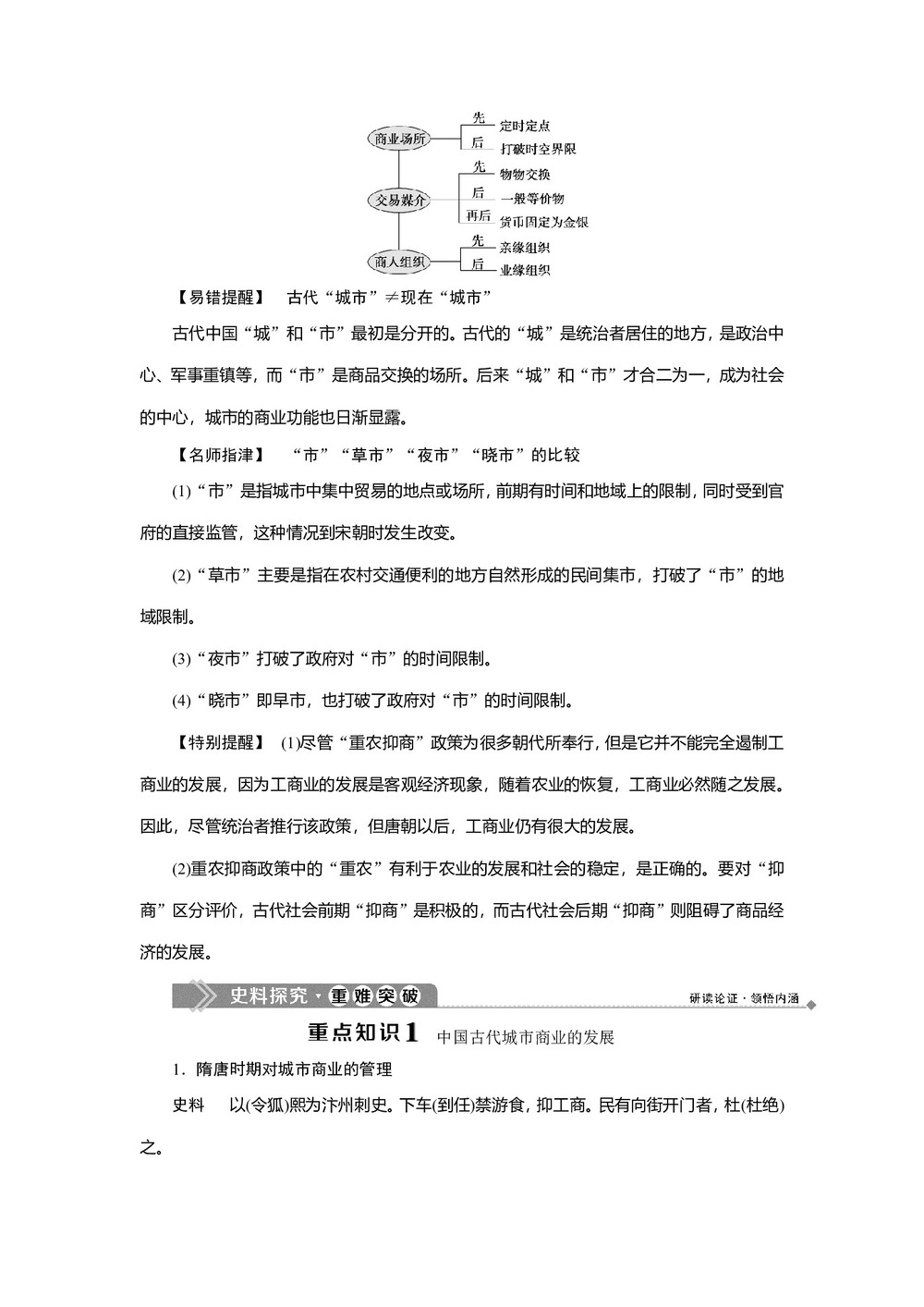 2019-2020学年岳麓版必修二 第5课 农耕时代的商业与城市 学案第3页