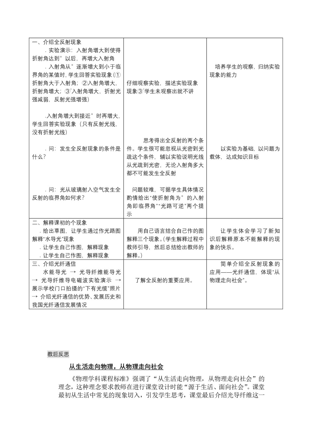 2019-2020学年度人教版选修3-4 13.2光的全反射 教案(1)第2页