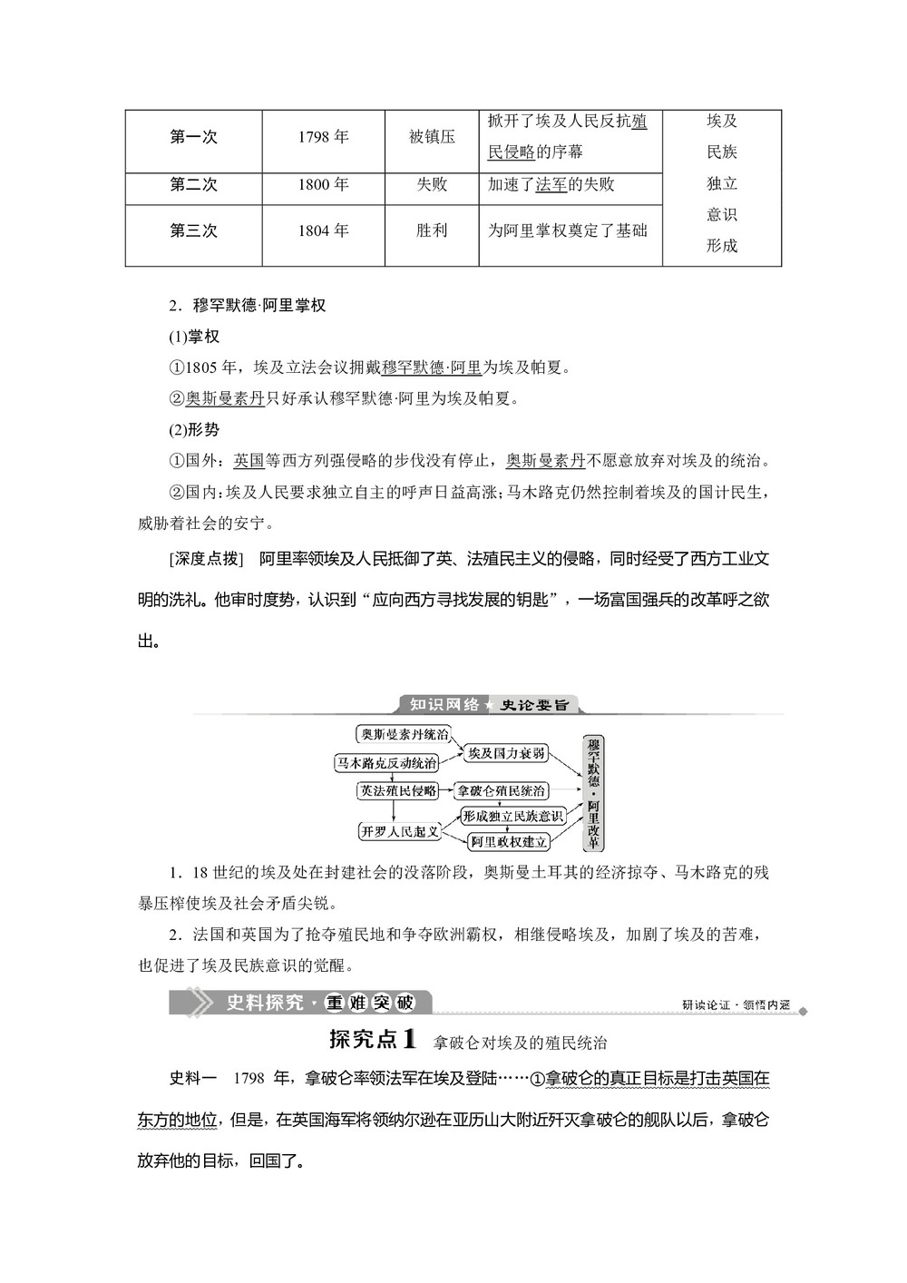 2019-2020学年人教版选修一 第六单元第1课　18世纪末19世纪初的埃及 学案第3页