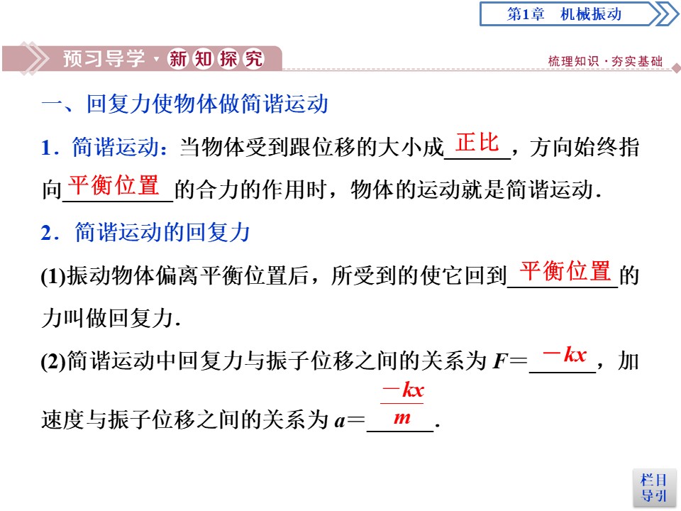 2019-2020学年沪科版选修3-4 1.2　探究物体做简谐运动的原因 课件（20张）第3页
