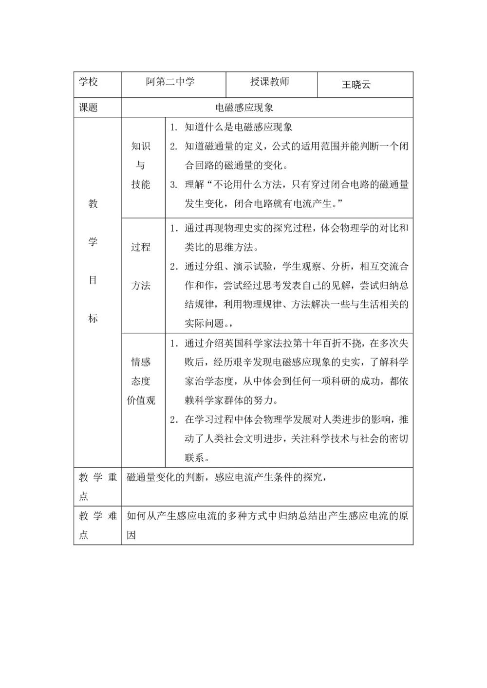 2019-2020学年度粤教版选修3-2 1.1电磁感应现象 教案(4)第1页
