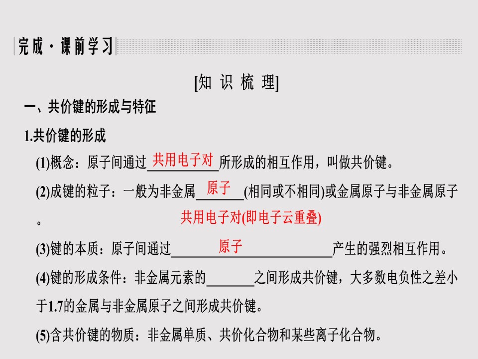 2019-2020学年人教版选修3 第2章第1节 共价键（第1课时） 课件（36张）第3页