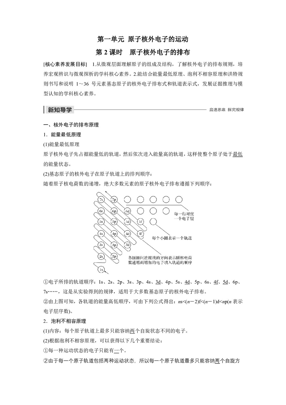 2019-2020学年苏教版选修3 专题2第一单元 原子核外电子的运动（第2课时） 学案(1)第1页