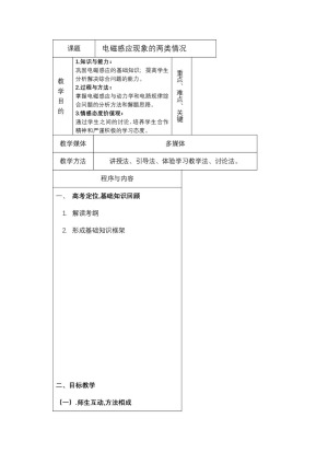 2019-2020学年度人教版选修3-2 4.5电磁感应现象的两类情况 教案（5）