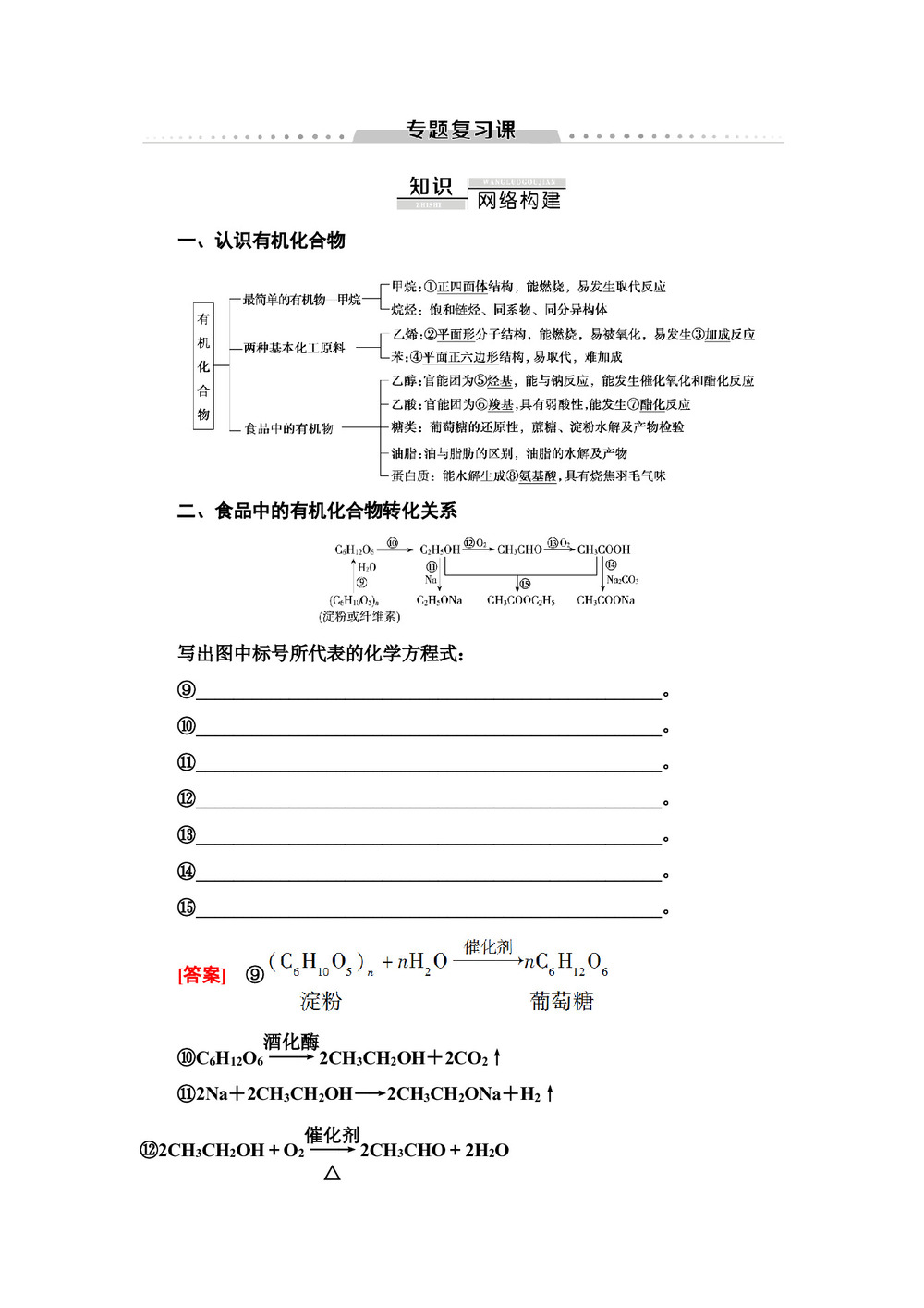 2019-2020学年苏教版必修2专题3 有机化合物的获得与应用专题复习课学案第1页