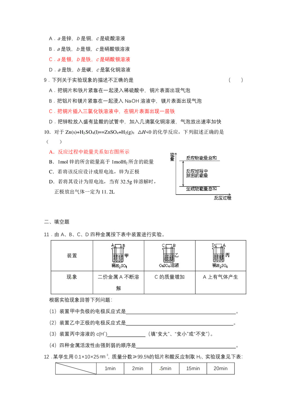 2019-2020学年苏教版必修2专题2第3单元化学能与电能的转化第1课时作业第2页