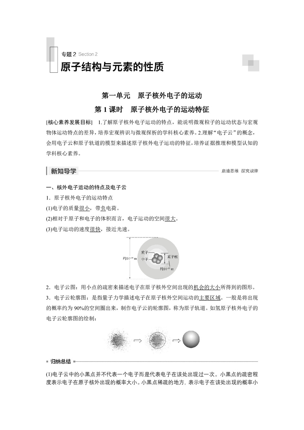 2019-2020学年苏教版选修3 专题2第一单元 原子核外电子的运动（第1课时） 学案(1)第1页
