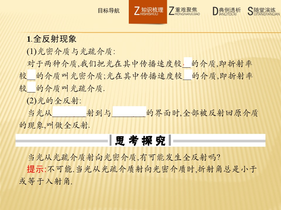 2019-2020学年鲁科版选修3-4  4.2光的全反射 课件（23张）第3页
